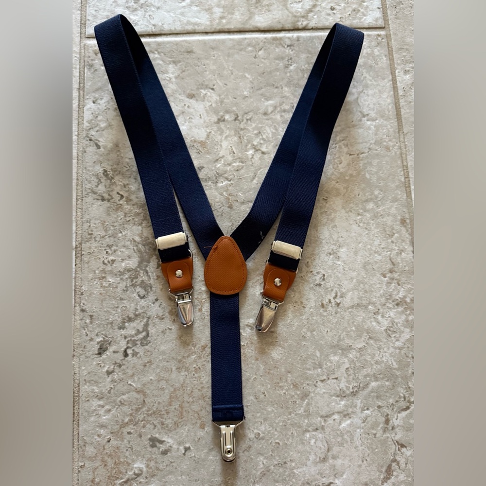 Kids Navy and Brown Suspenders